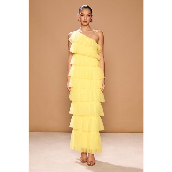 Sonya Ravenna TieredOne Shoulder Gown - 6 Primrose